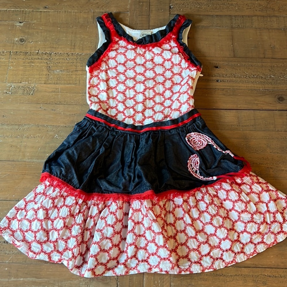 Save the Queen circus red eyelet apron dress